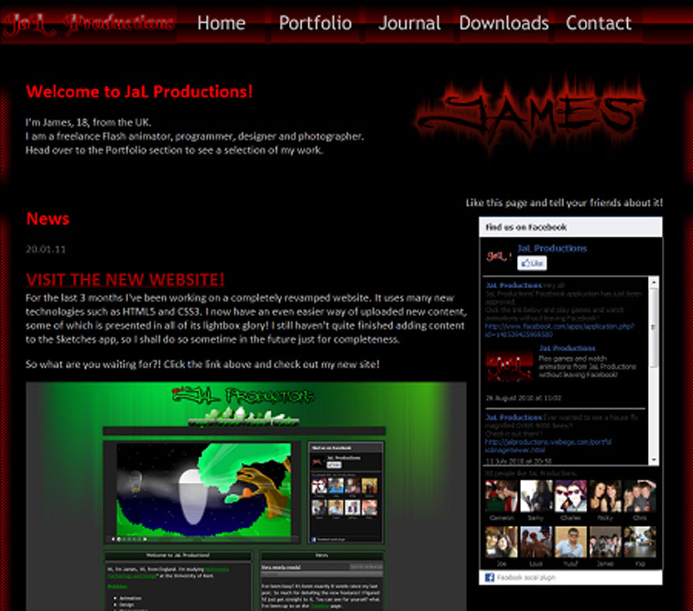 Screenshot of portfolio version 1.