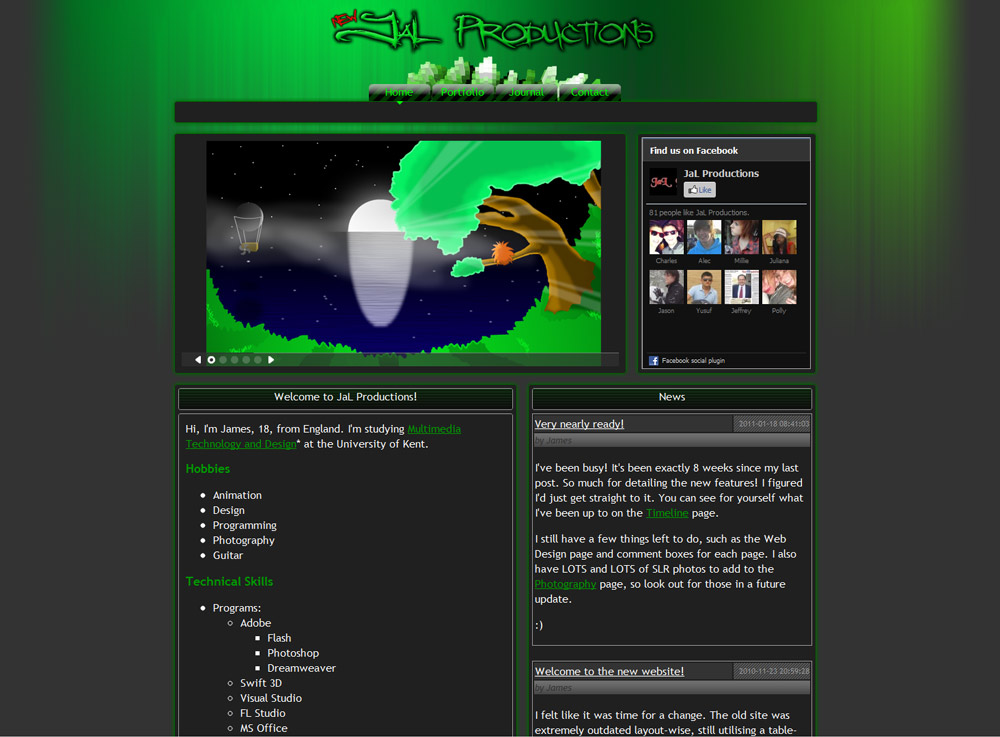 Screenshot of portfolio version 2.